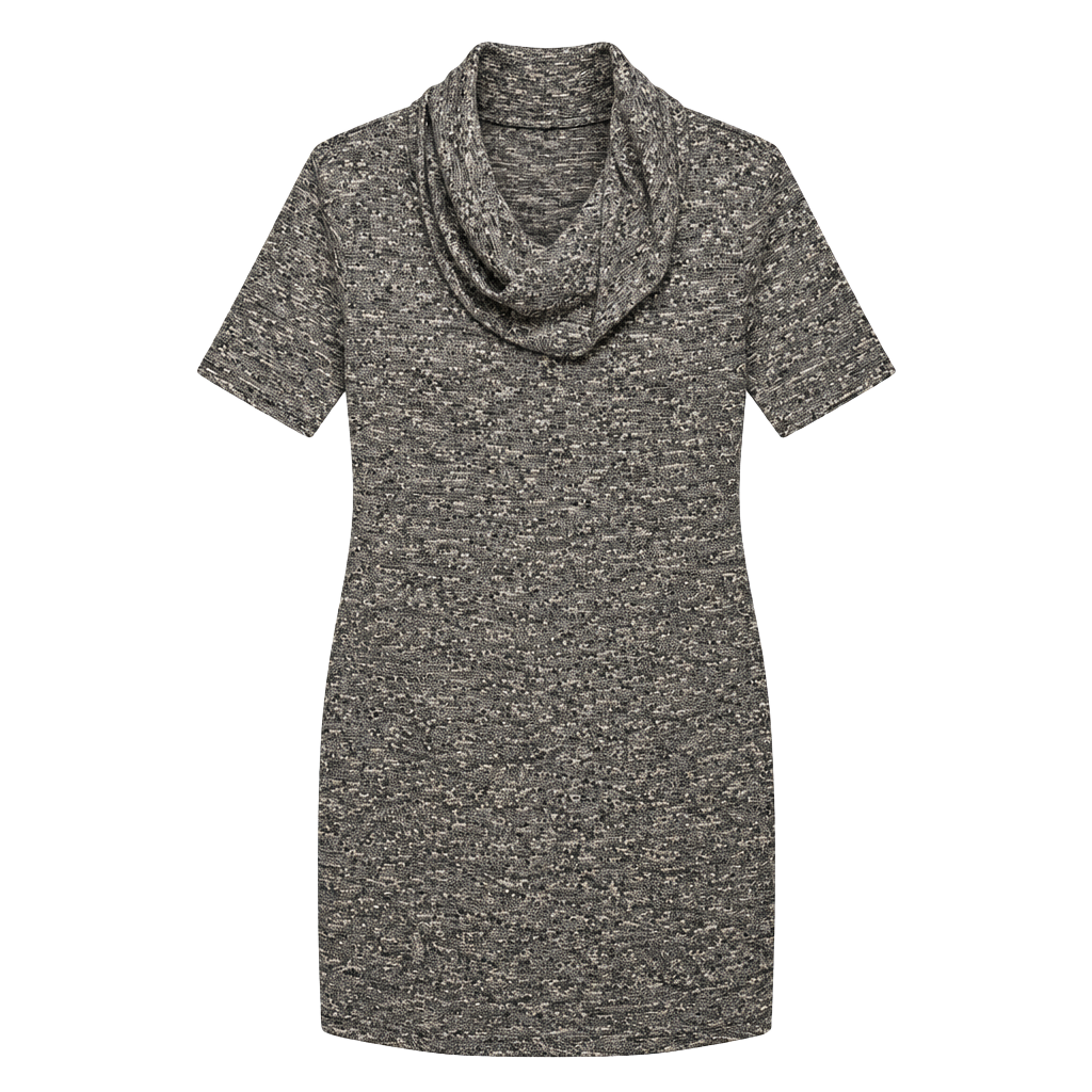 LOFT Cowl Neck Short Sleeve Knit Dress Size L Gray 1