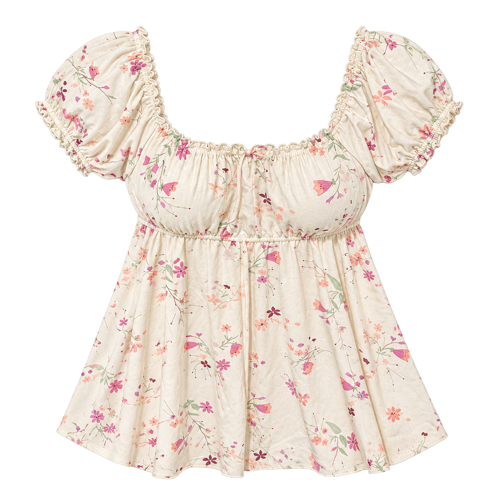 Lemon Tart Floral Ruffle Sleeve Mini Dress Size M White Pink Floral 1
