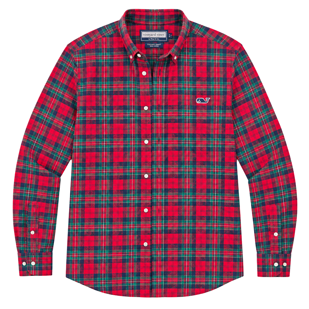 Vineyard Vines Tucker Shirt Size M Red Plaid Flannel 1