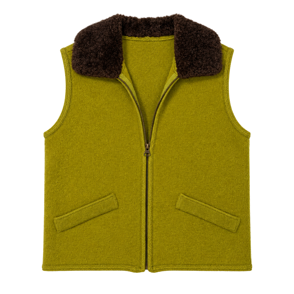 Tally-Ho Wool Faux Fur Collar Zip Vest Size L 1