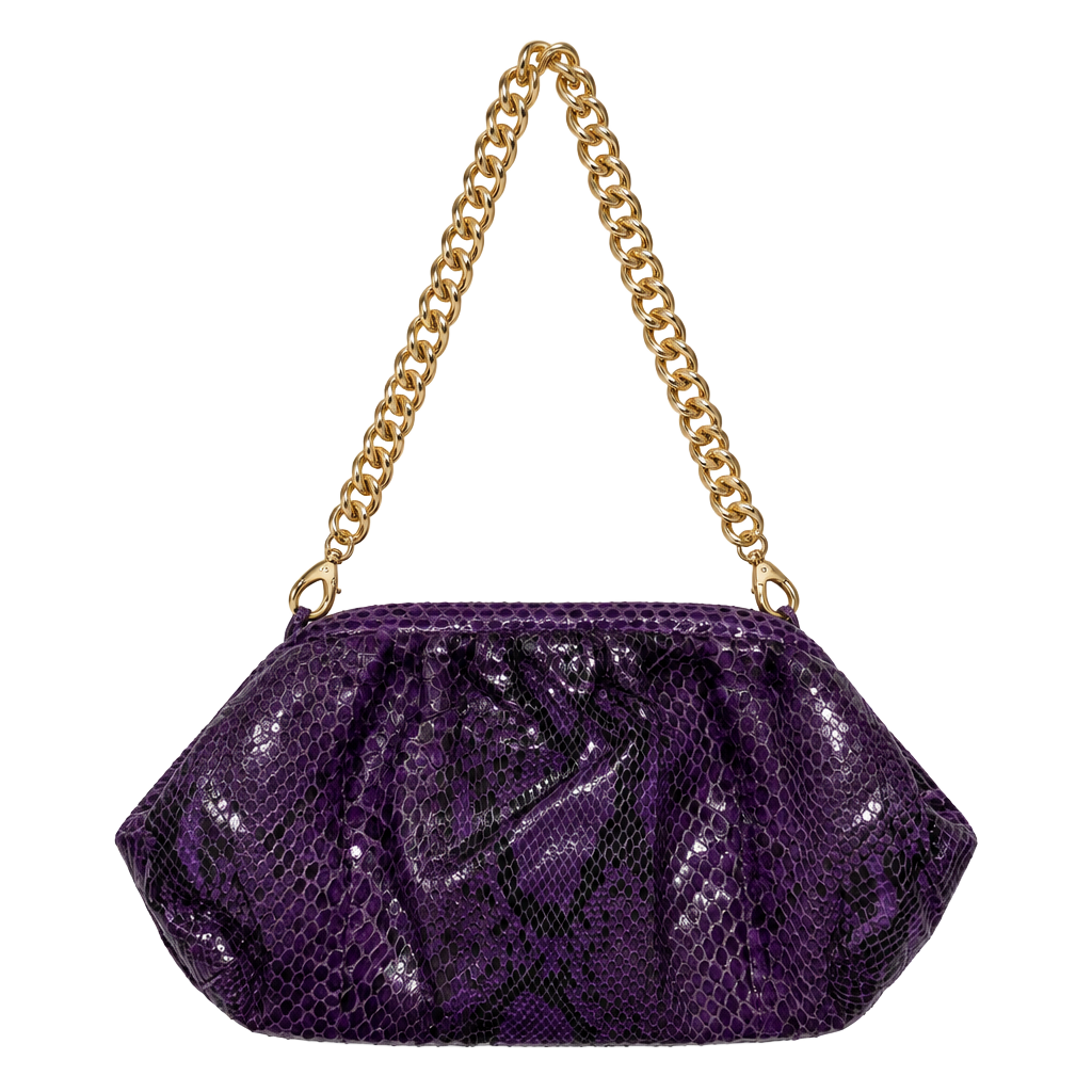 Lorelei Purple Snakeskin Shoulder Bag With Gold Ch 1