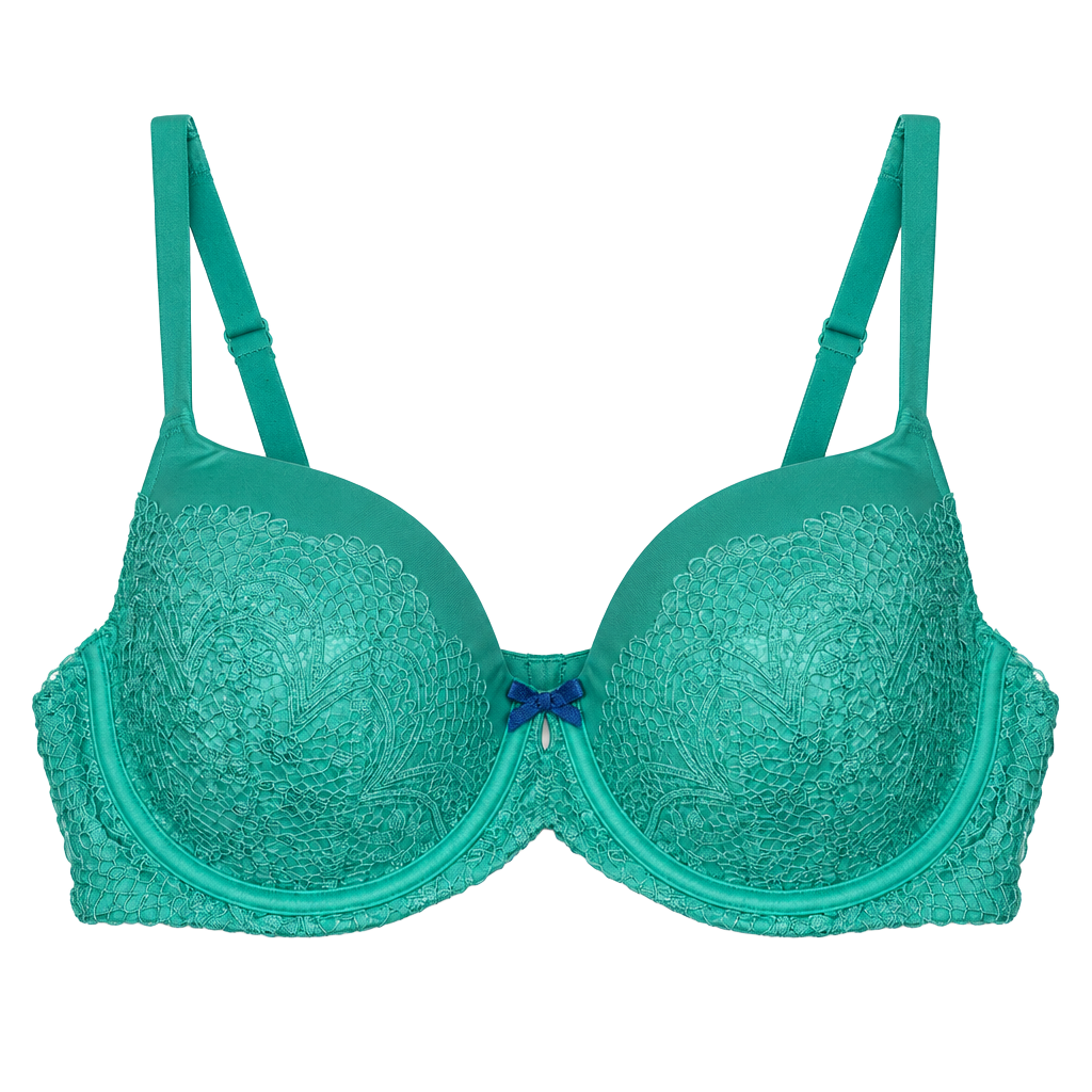 Victoria's Secret Body By Victoria Lined Demi Bra Size 36D Turquoise Green Lace 1
