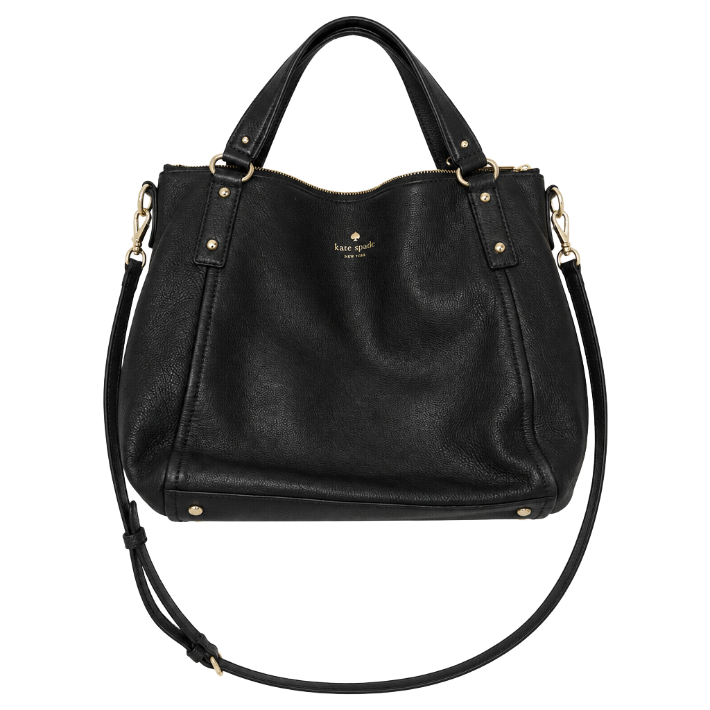 Kate Spade Black Pebbled Leather Top Handle Satchel Crossbody Bag 1