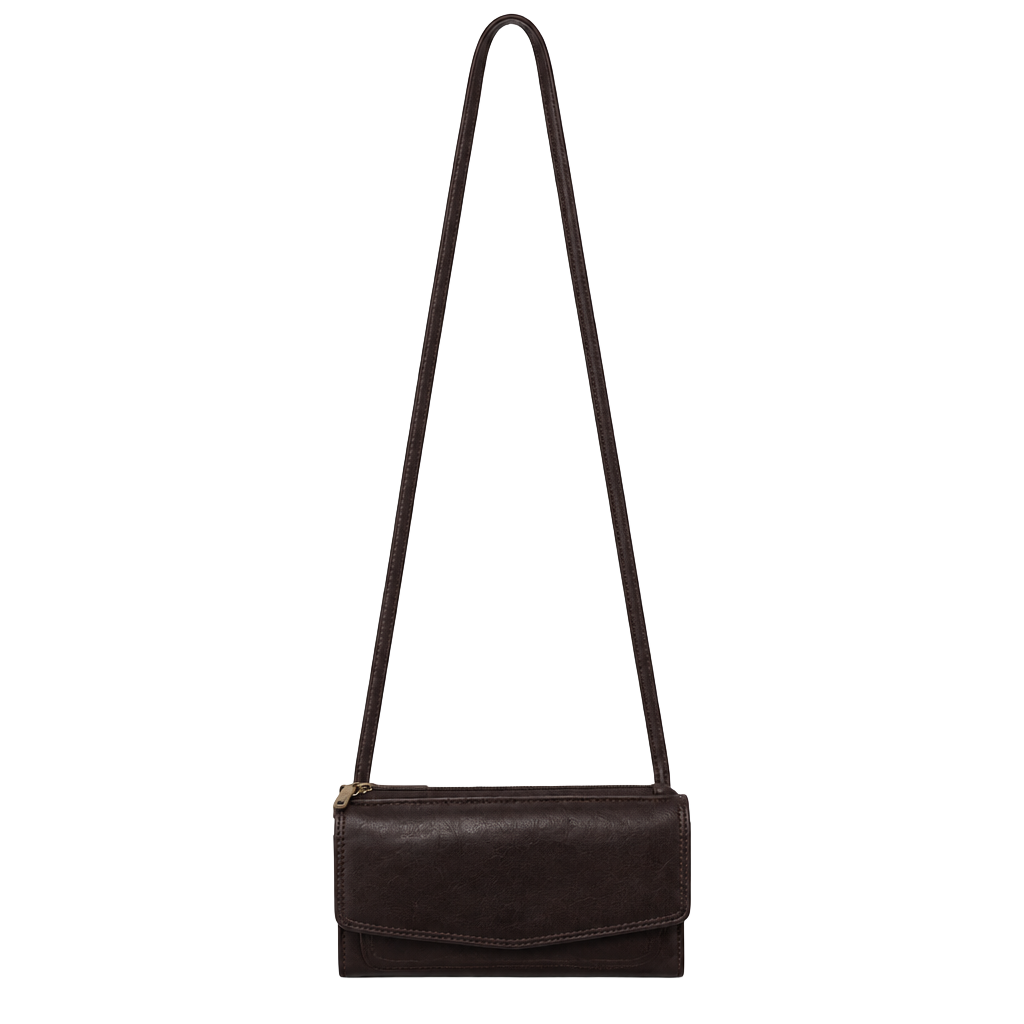 Fossil Leather Crossbody Wallet Brown 1