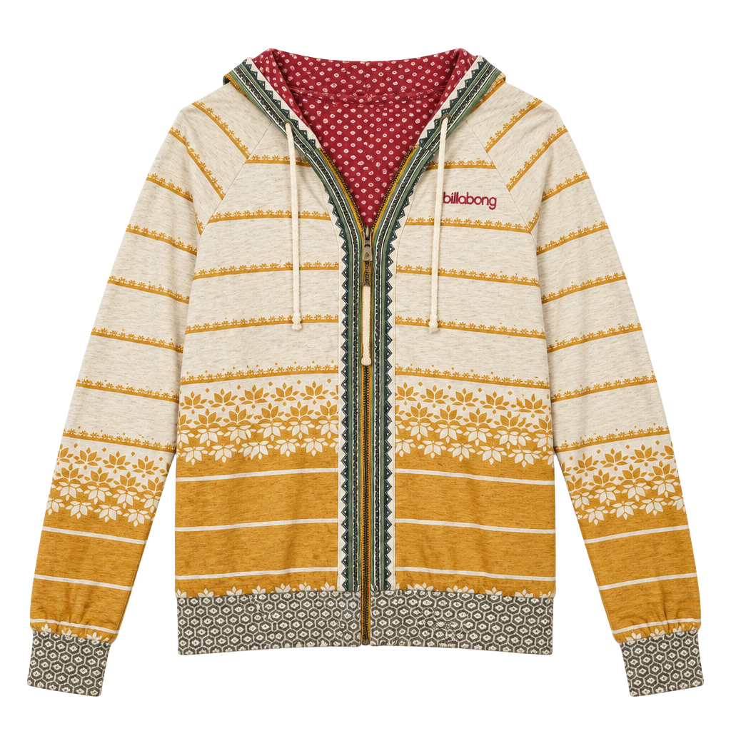 Reversible Billabong Zip Hoodie Multi Color Patterned 1