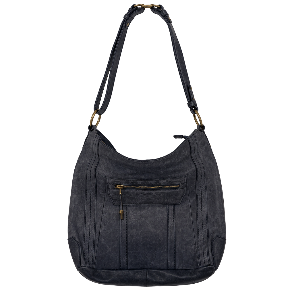 Perlina New York Blue Leather Hobo Shoulder Bag 1