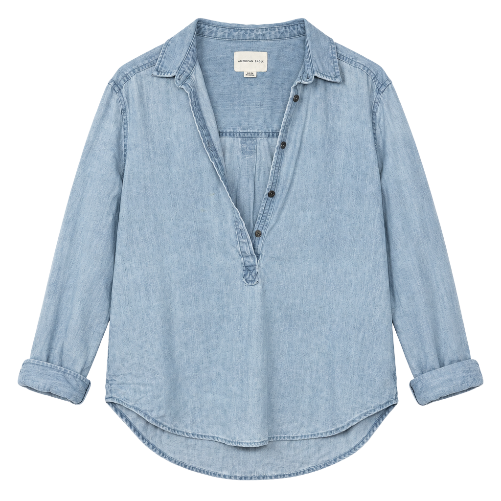 American Eagle Denim Shirt Size S Light Wash 1