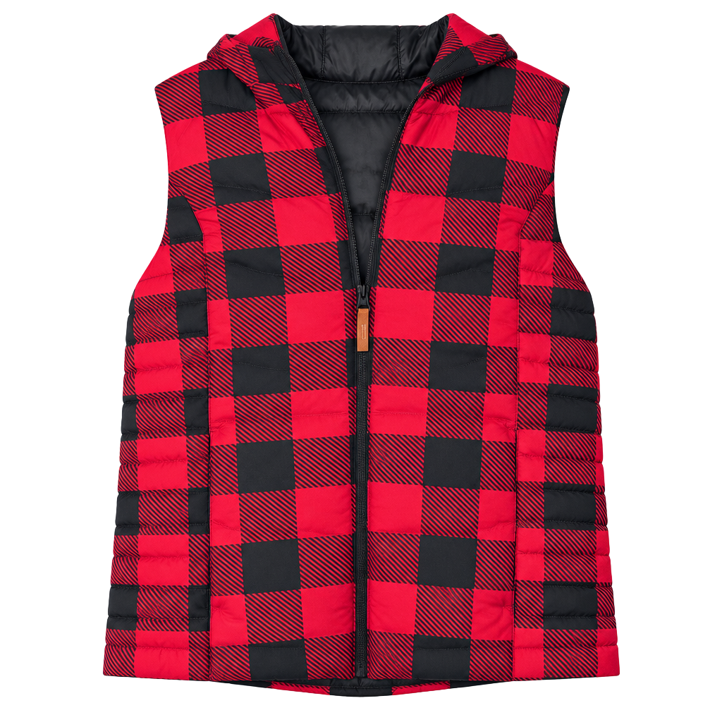 Alpine Design Puffer Vest Size M Red Black Buffalo Check 1