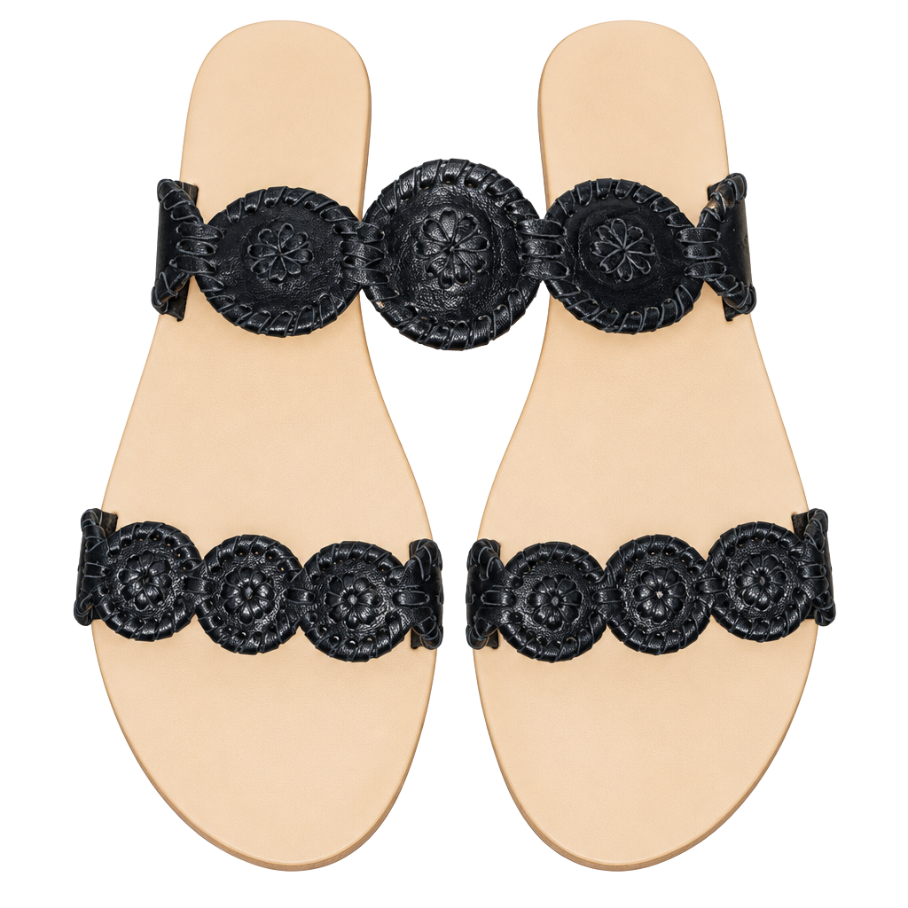 Jack Rogers Lauren Sandal Size 7.5M Black Leather 1