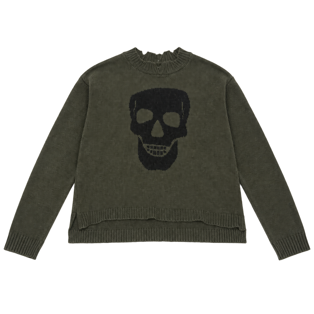 Women's Olive Skull Sweatshirt 1