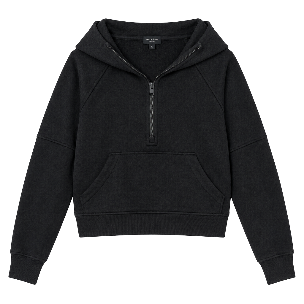 NWT Rae Mode 1/4 Zip Cropped Hoodie Black Size S 1
