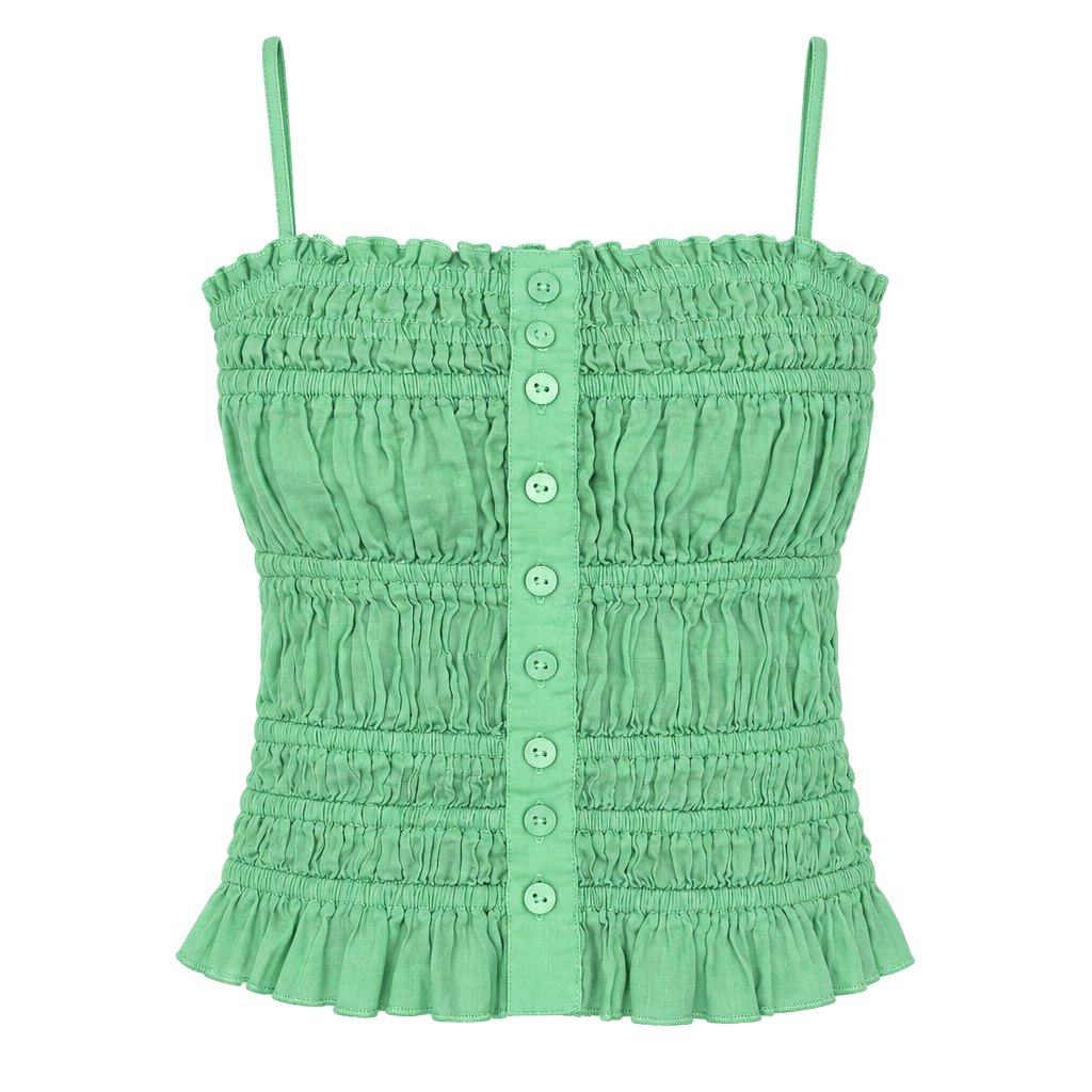 924 FP One Smocked Crop Tank Top Green Size XS 1