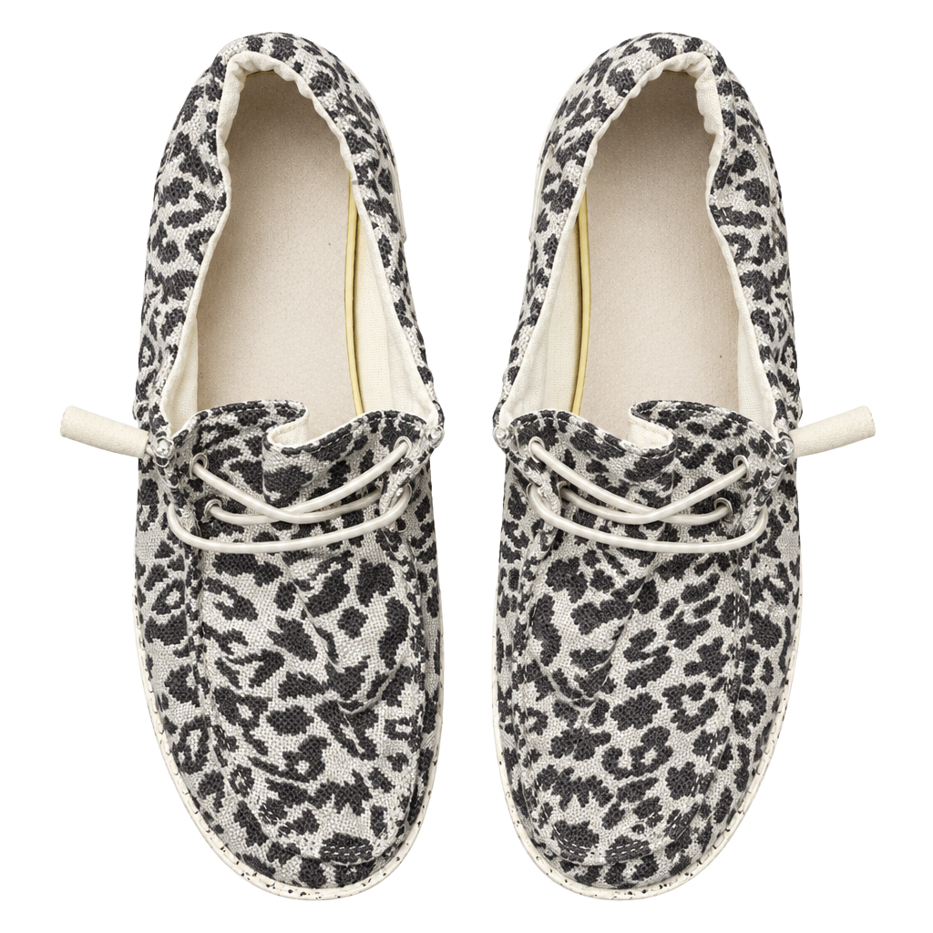 LUS 18 Hey Dude Wendy Woven Cheetah Size 10 Gray Animal Print 1