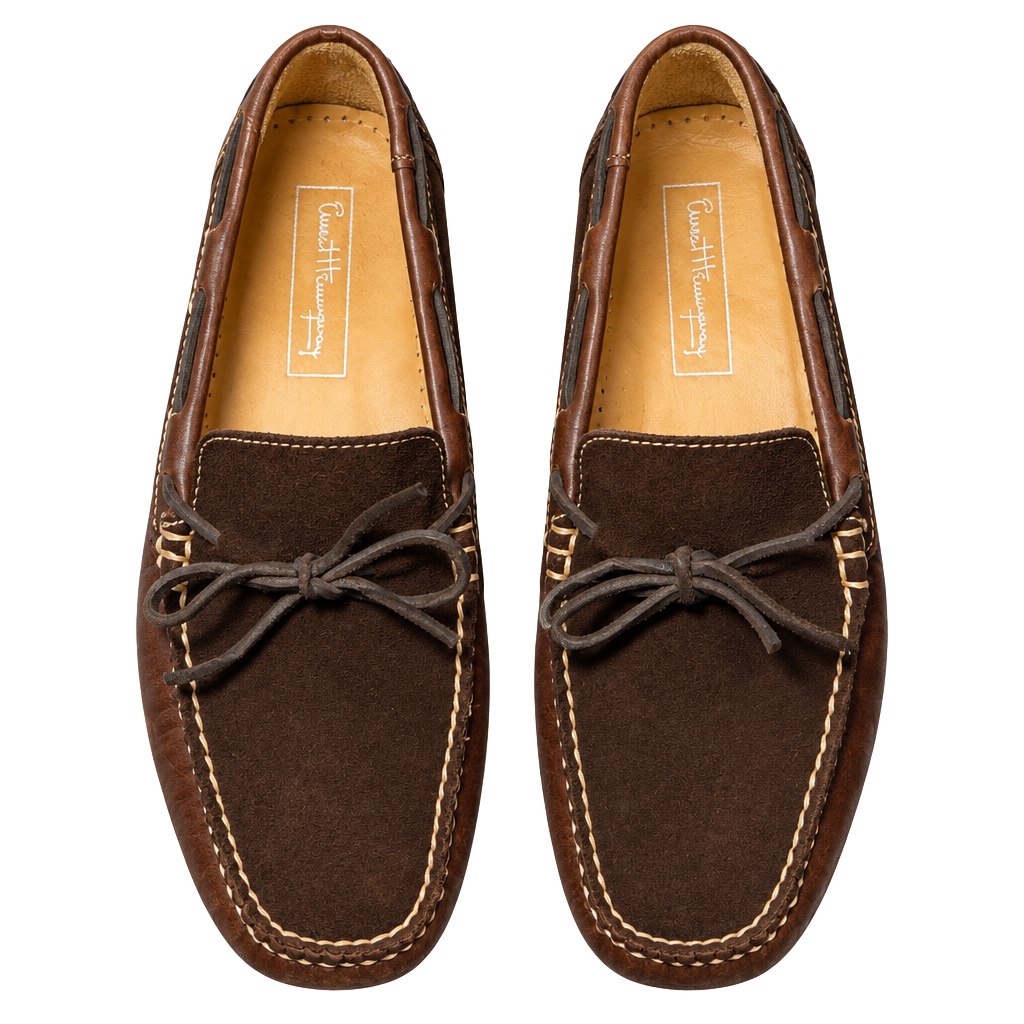 LUS 7 Ernest Hemingway Driving Loafers Size 9 M Brown Leather Suede 1