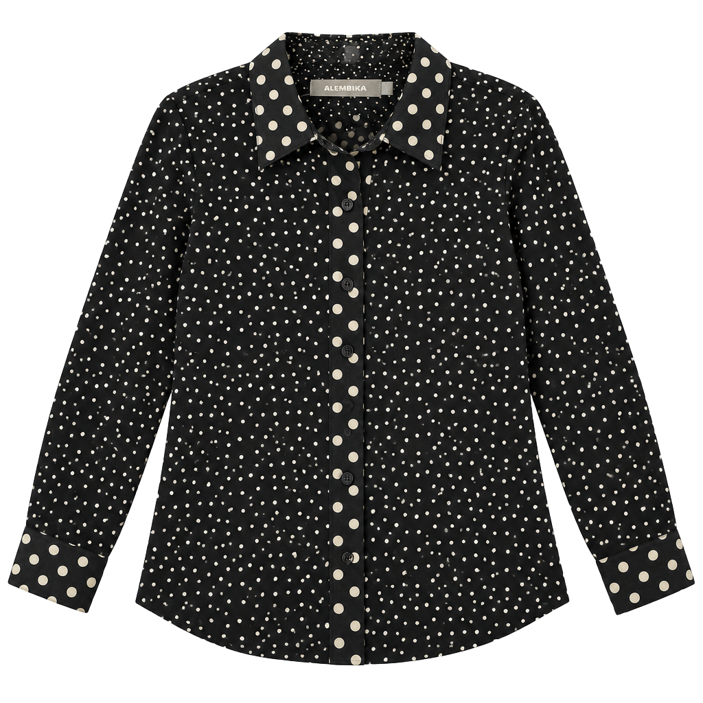909 Alembika Polka Dot Top Size 2 Black And White 1