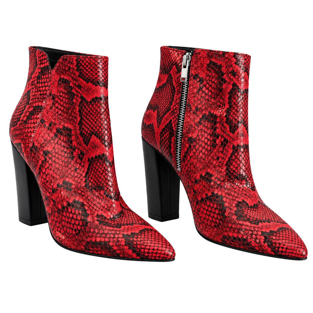 LUS 3 Dolce Vita Ankle Boots Size 8 Red Snake Print 1