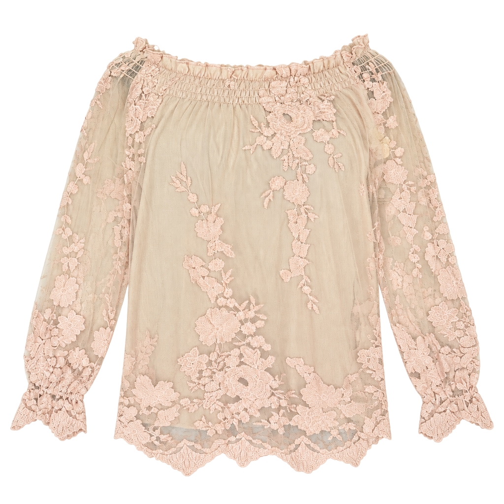 910 Marled Reunited Clothing Blouse Size M Rose Lace 1