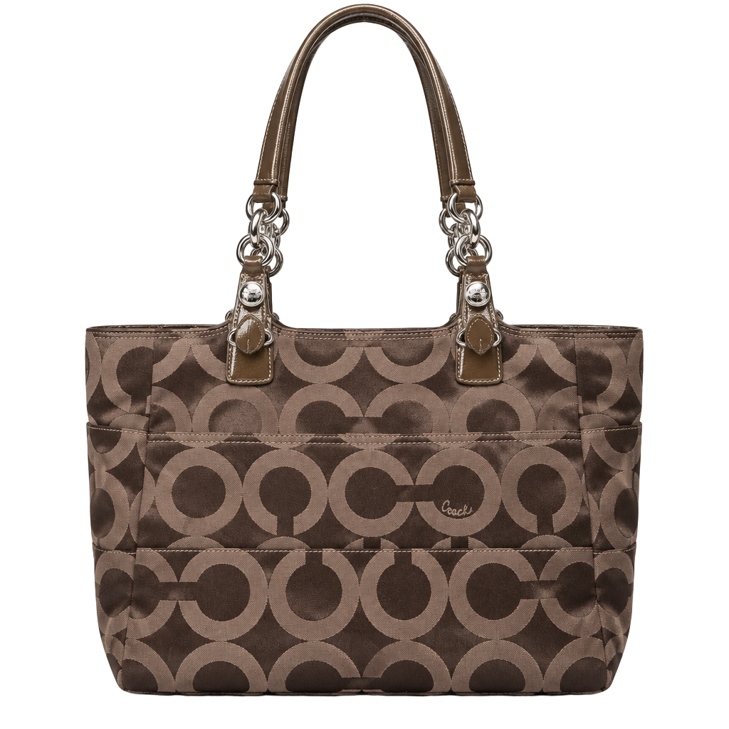LUP 10 Coach Signature C Tote Bag Brown Canvas Pink Lining 1
