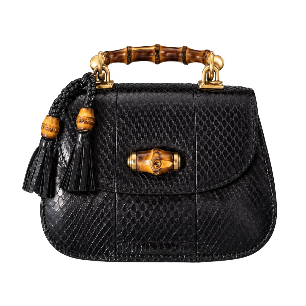 Gucci Bamboo Night Python Mini Bag Black 1