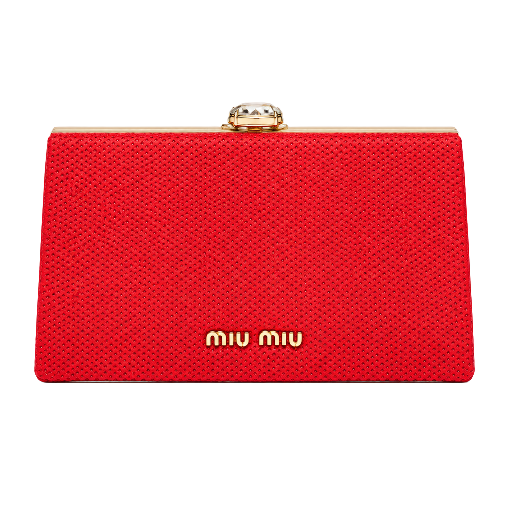 Miu Miu Red Sequin Crystal Clasp Crossbody Clutch 1