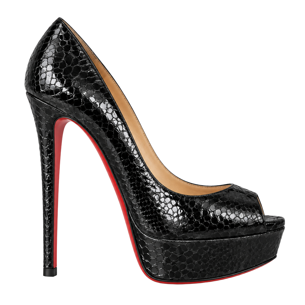 Christian Louboutin Lady Peep Python Pumps Size 40 Black Heels 1