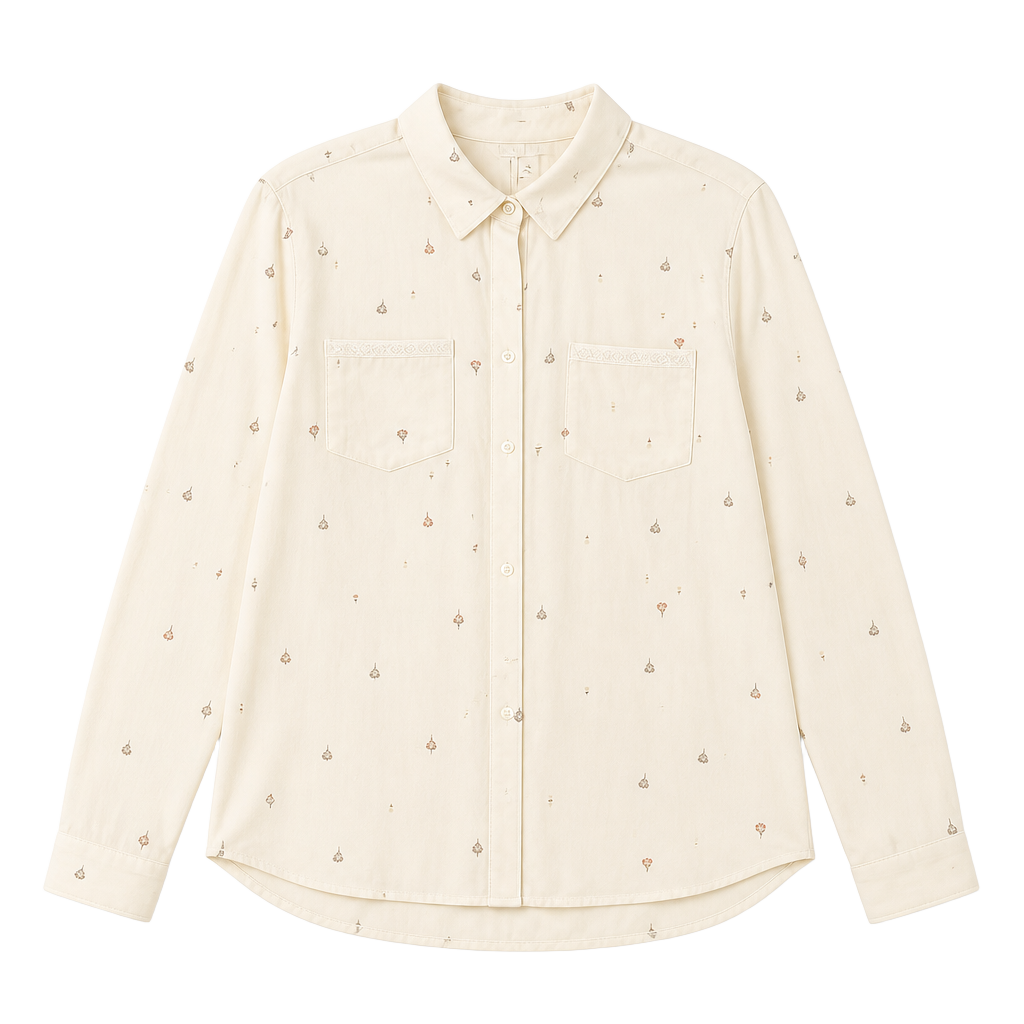 LC Lauren Conrad Ditsy Floral Embroidered Button Down Shirt 1