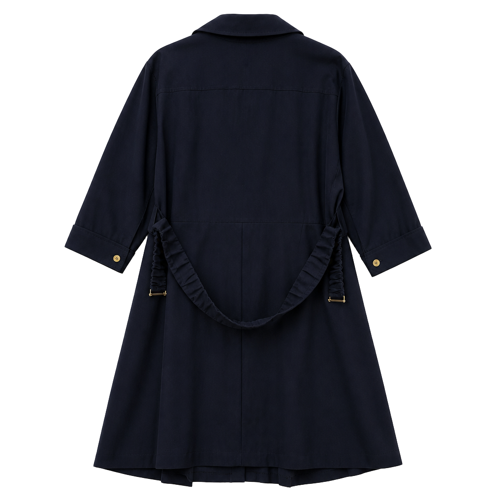 Studio 1 Navy Blue Button-Front Belted Midi Shirt Dress with Gold Hardware 1