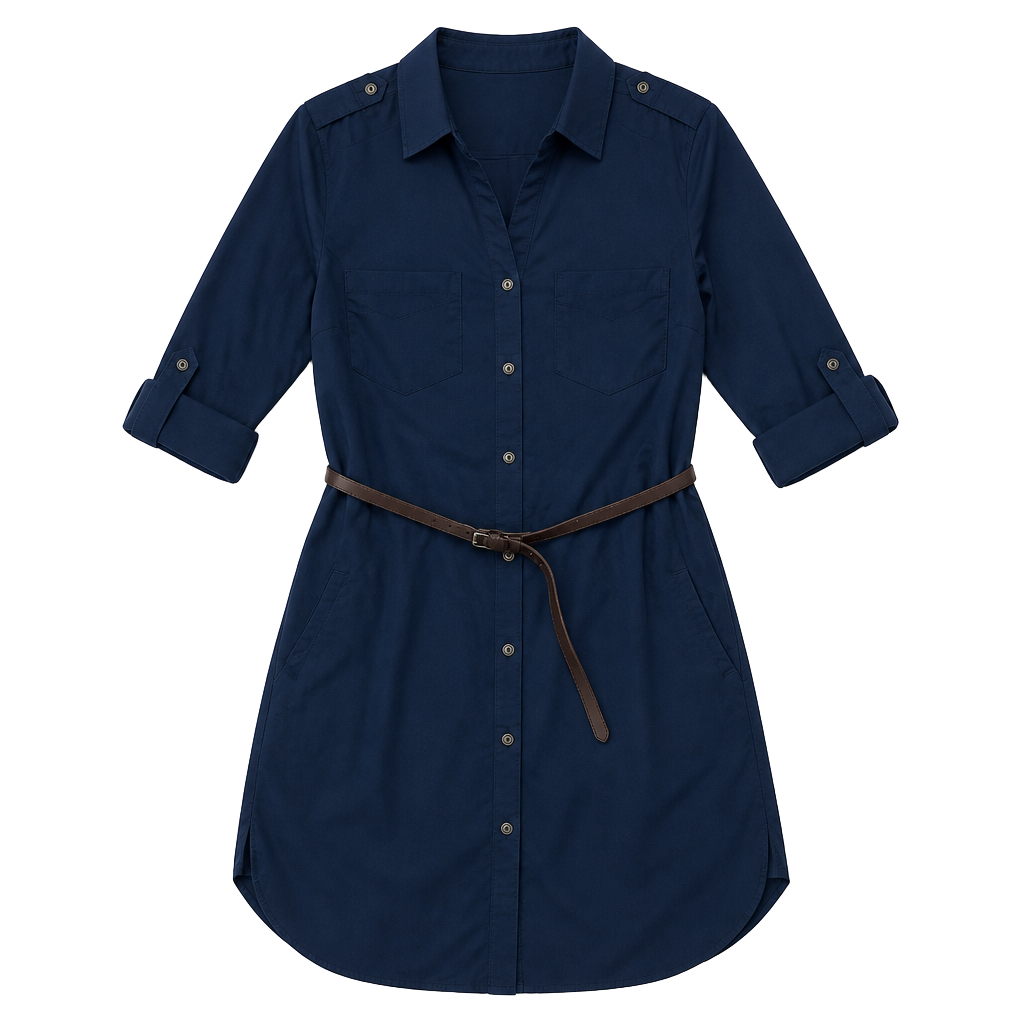 MAX Navy Blue Dress with Belt 1