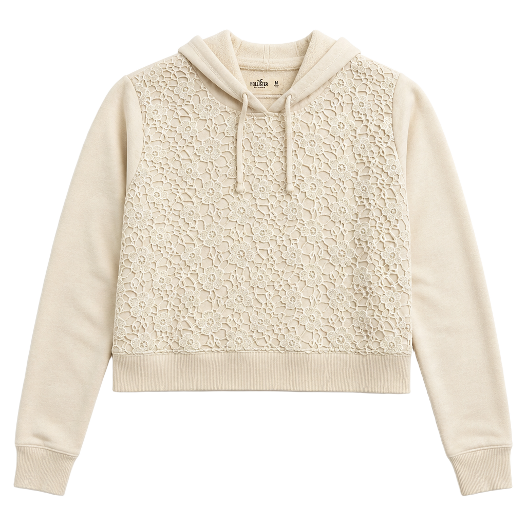 Hollister Lace Front Cropped Hoodie 1