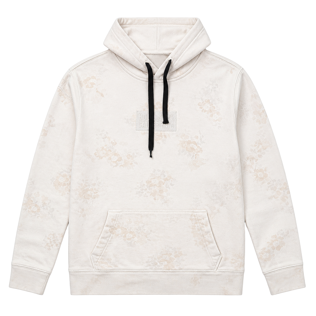 White Floral Print Hoodie 1