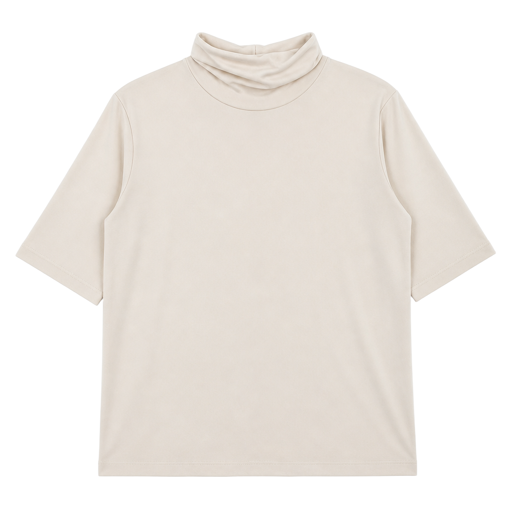 White Mock Neck Elbow Sleeve Top 1