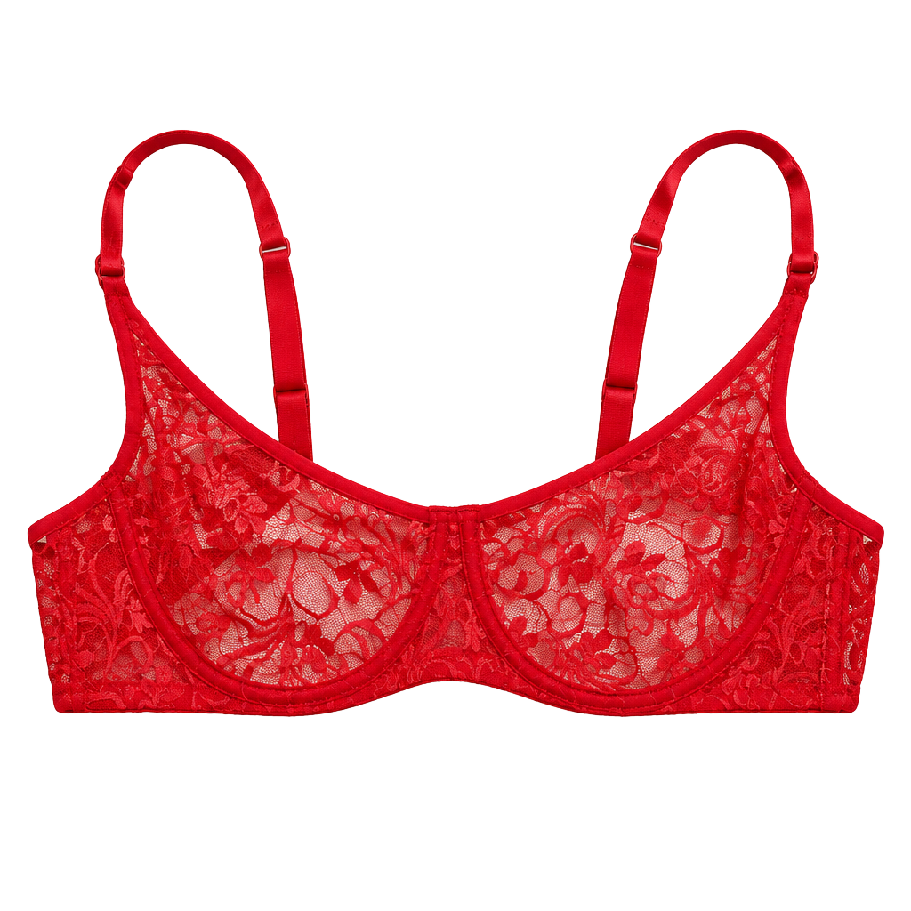 Red Lace balconnette Bra 1