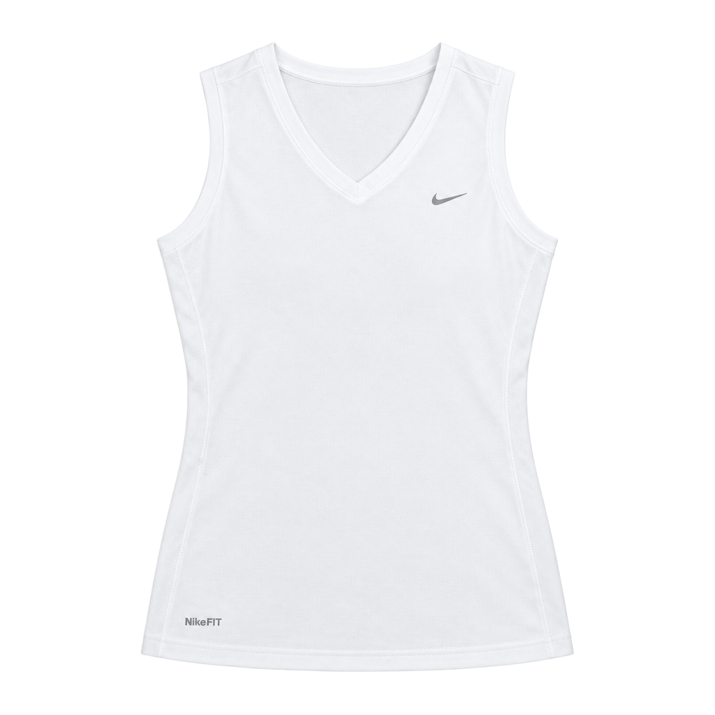 Nike Tank Top Size S White Dri-FIT Athletic V-Neck 1