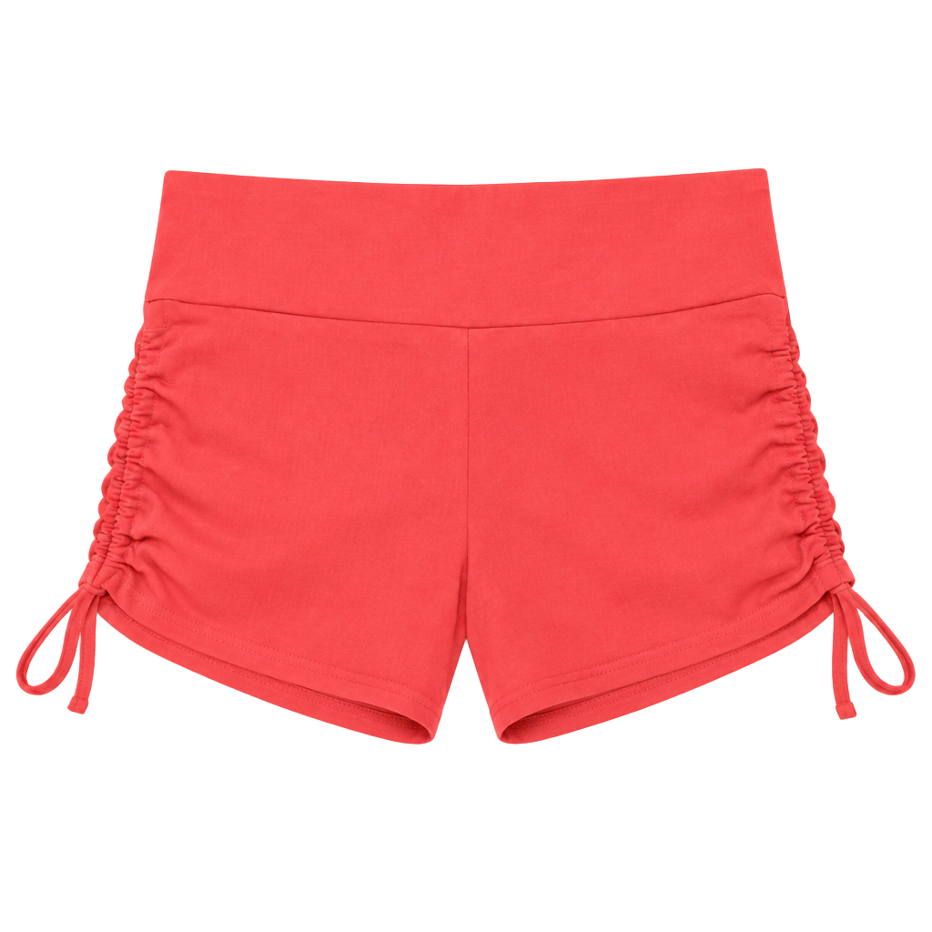 No Boundaries Side Cinched Shorts Size M 8-10 Coral Pink Ruched Drawstring 1