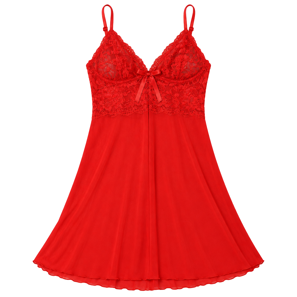 AvidLove Babydoll Lingerie Chemise Size L Red Lace 1