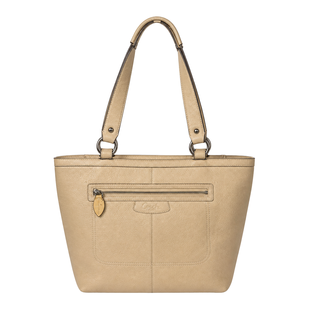 Coach Penelope F14683 Cream Pebbled Leather Tote Shoulder Bag Silver Hardware 1