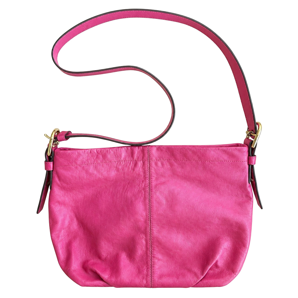 Coach F15064 Pink Leather Duffle Hobo Shoulder Crossbody Bag Y2K Style 1