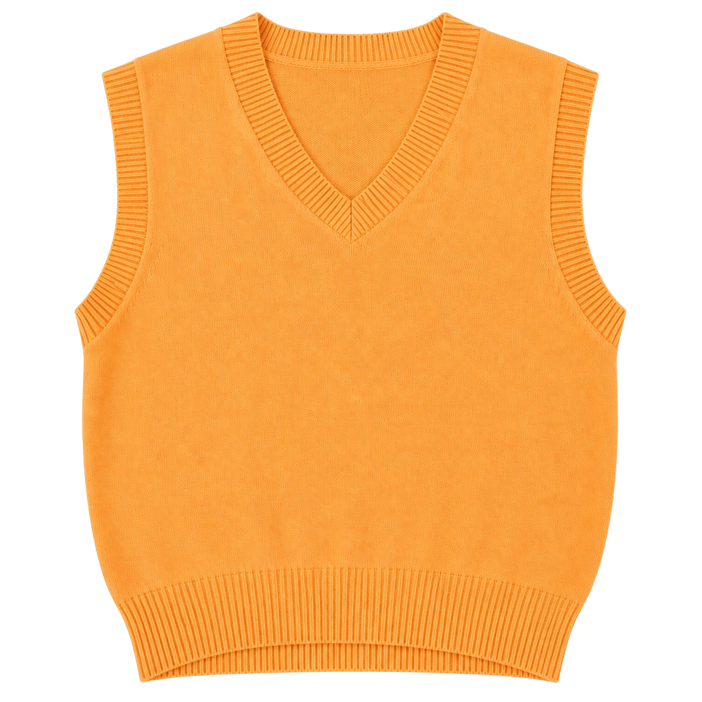 ZARA Women’s S Orange V Neck Knit Sweater Vest Sleeveless Viscose Blend 1