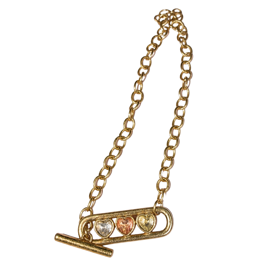 Alex and Ani Heart Crystal Toggle Necklace Gold Tone 1