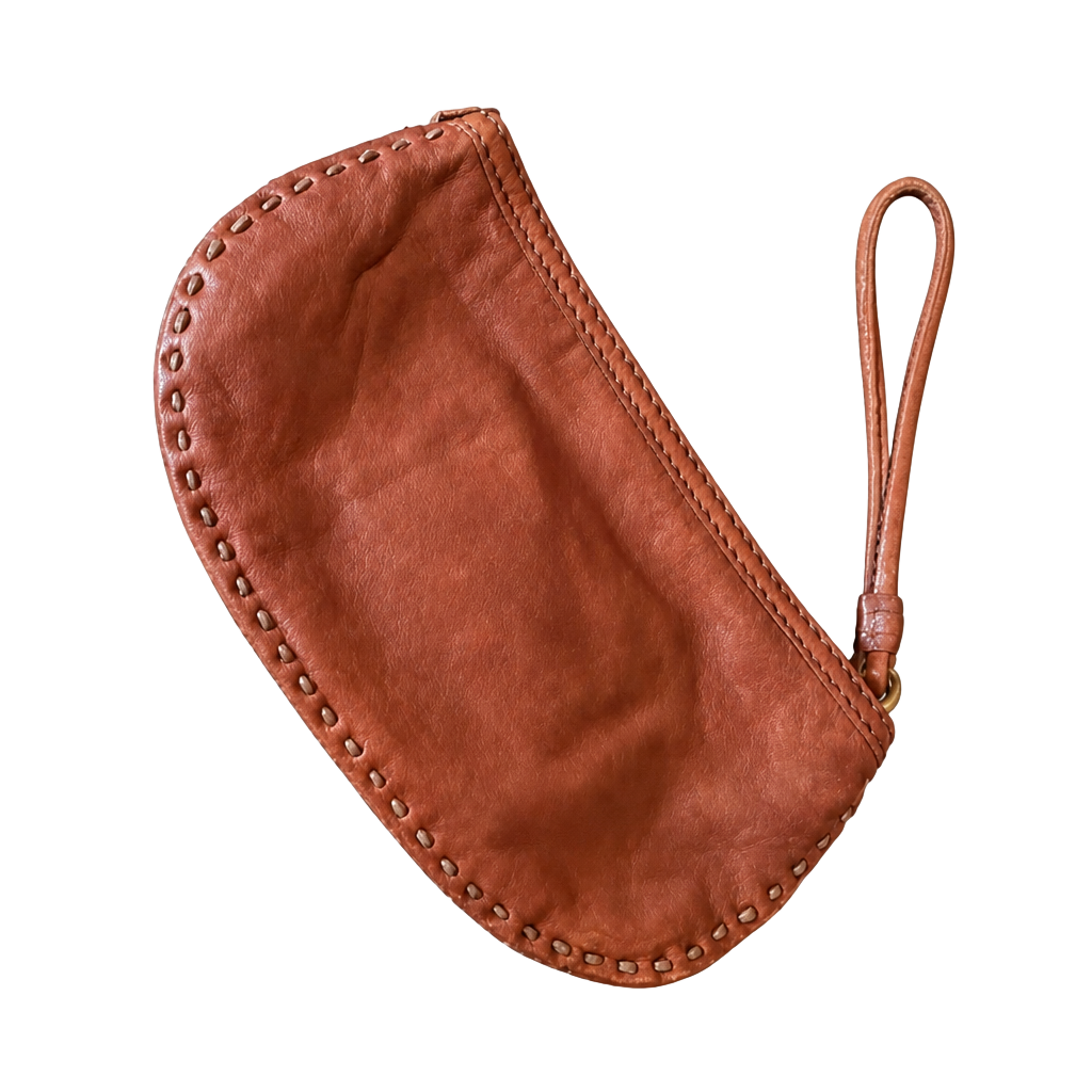 Lucky Brand Brown Leather Wristlet Pouch 1