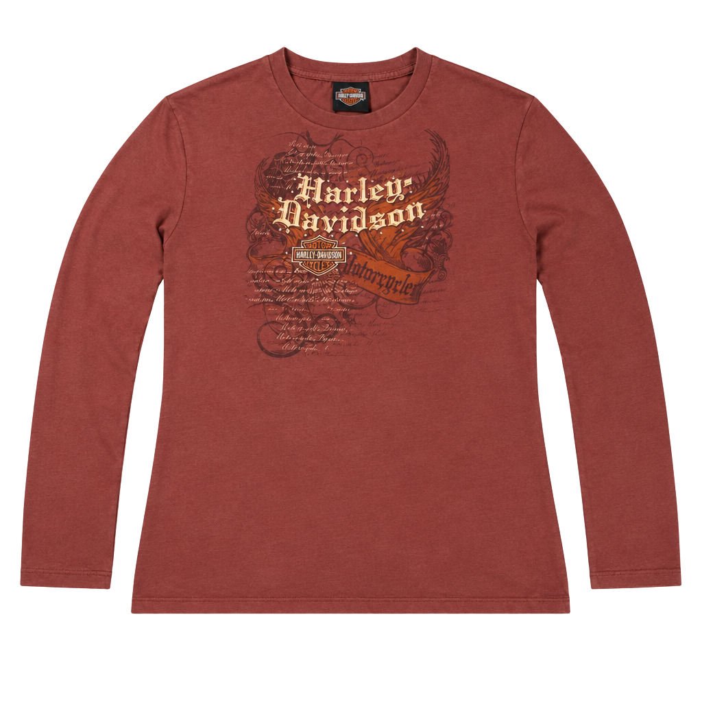 Y2K Harley Davidson St. Paul Long Sleeve T-Shirt Size S Rust Red 1
