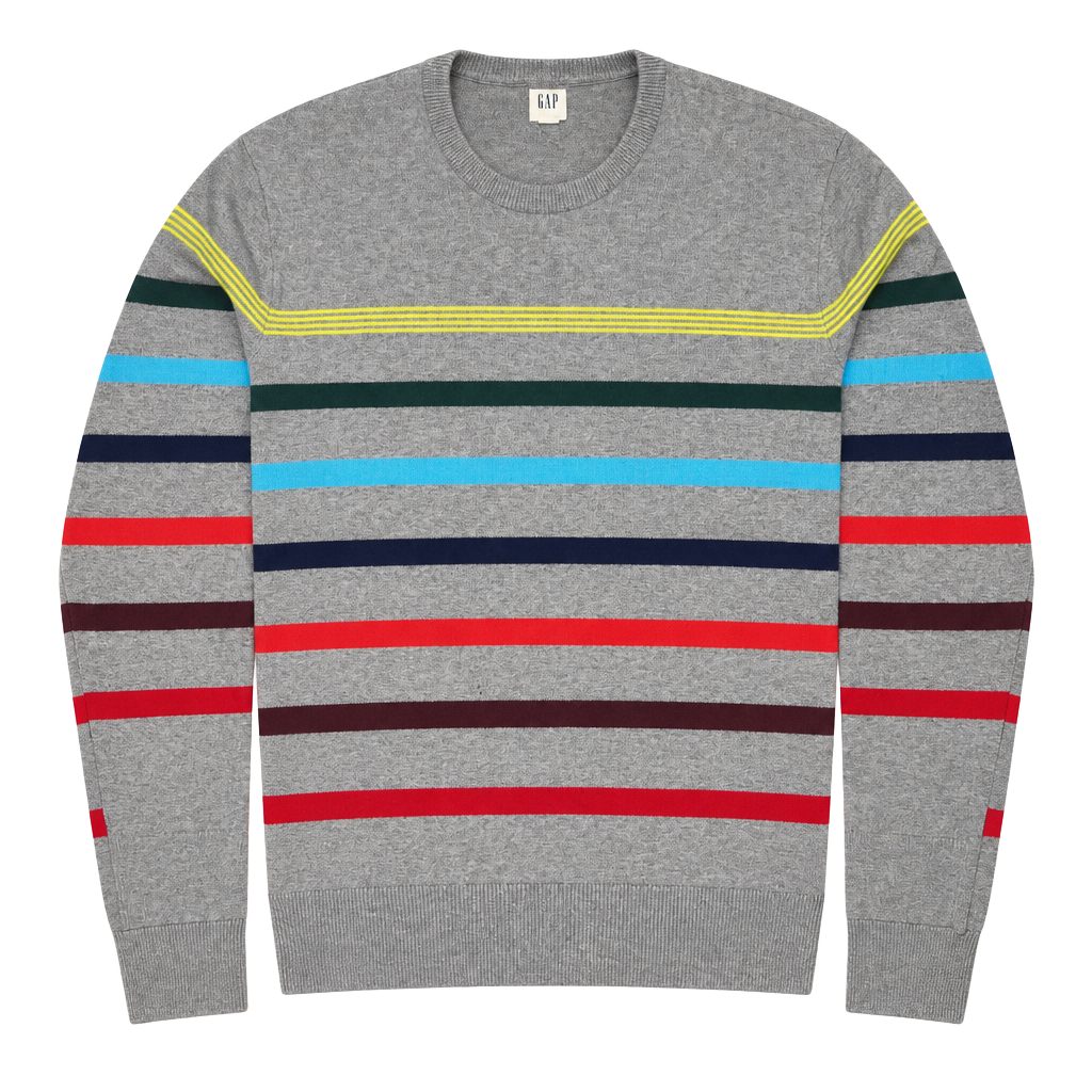 Gap Striped Crewneck Sweater Size XL Gray Multi 1