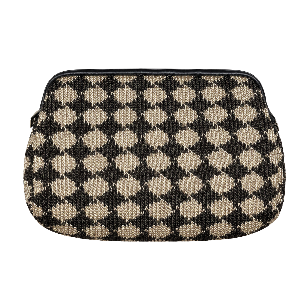DEADSTOCK The Sak Crochet Cosmetic Bag Brown Black Checkered 1
