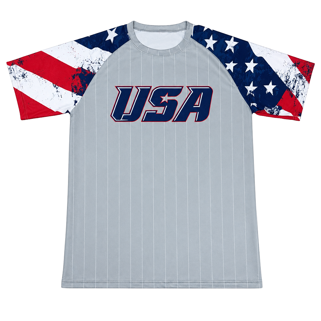 Boombah USA Jersey Size XL Gray Pinstripe American Flag 1