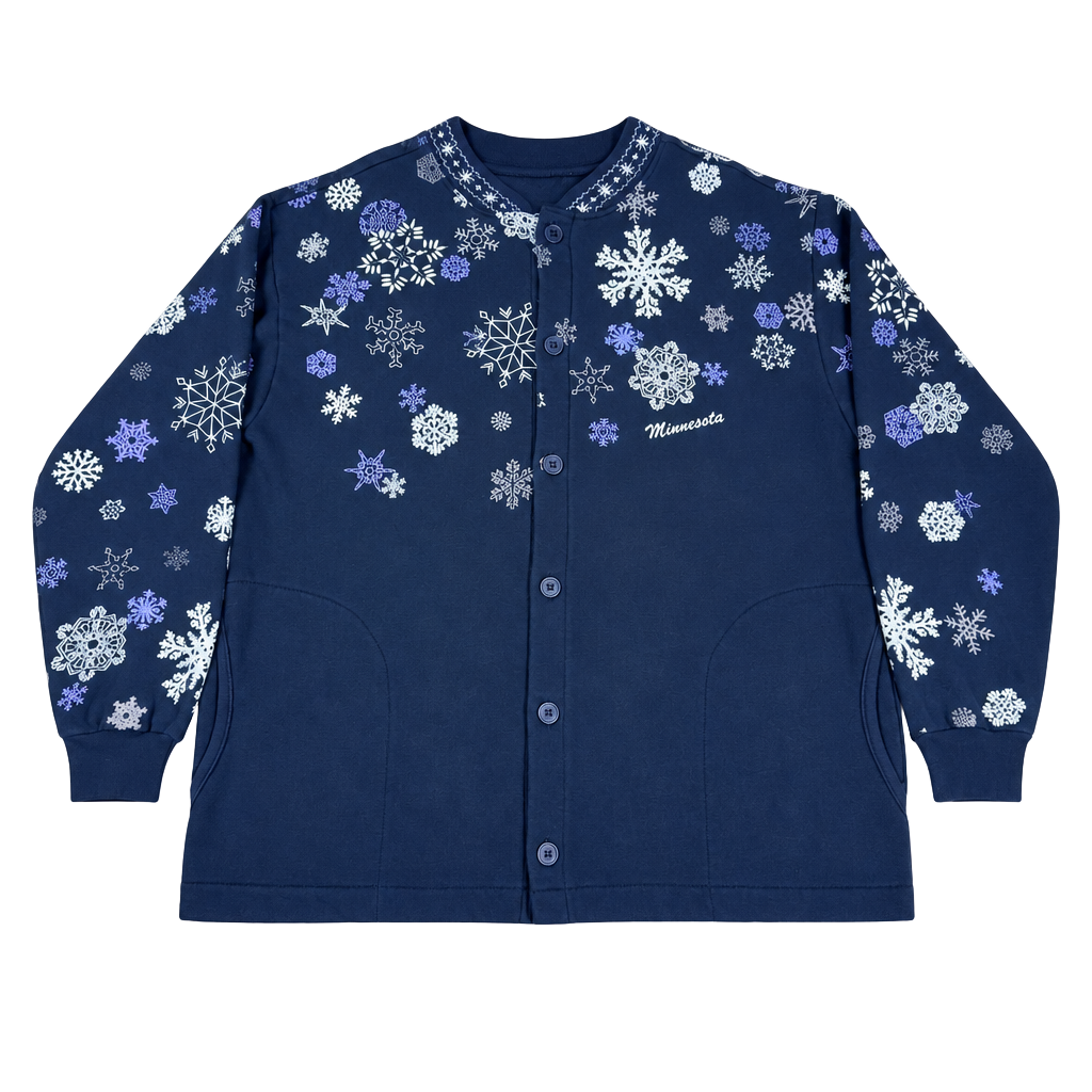 Vintage Y2K Snowflake Grandma Sweater Size XL Navy Blue Minnesota ABC Designs 1