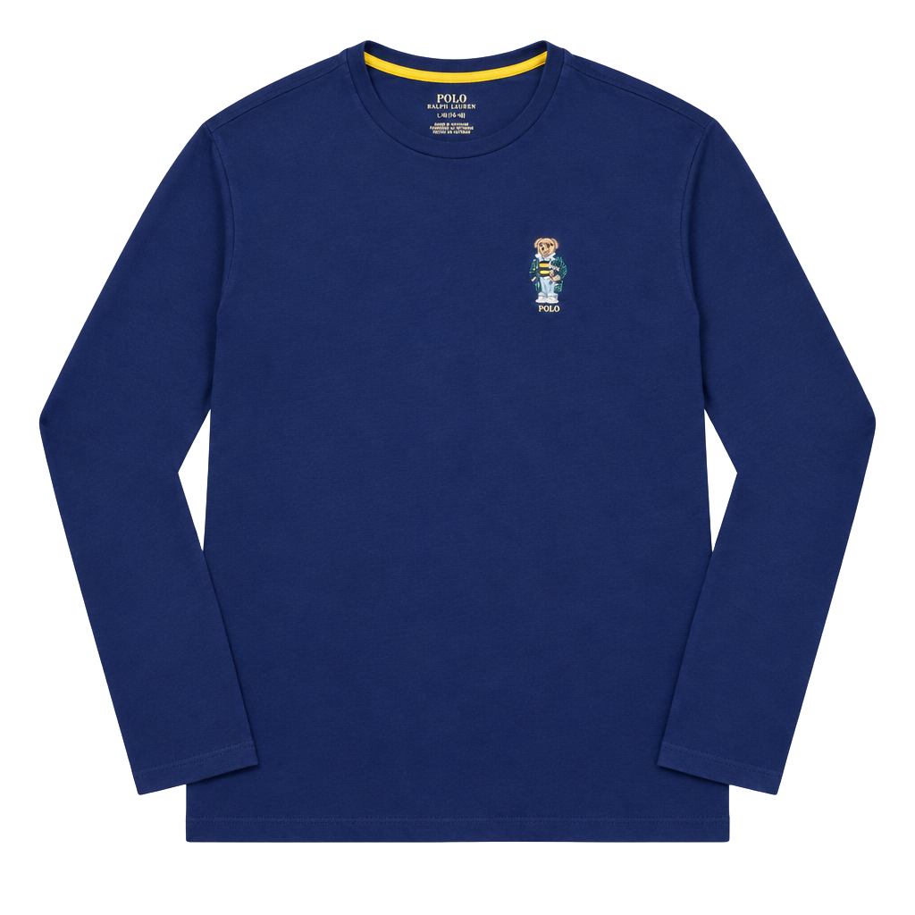 Polo Ralph Lauren Bear Long Sleeve T-Shirt Size M Blue Cotton 1