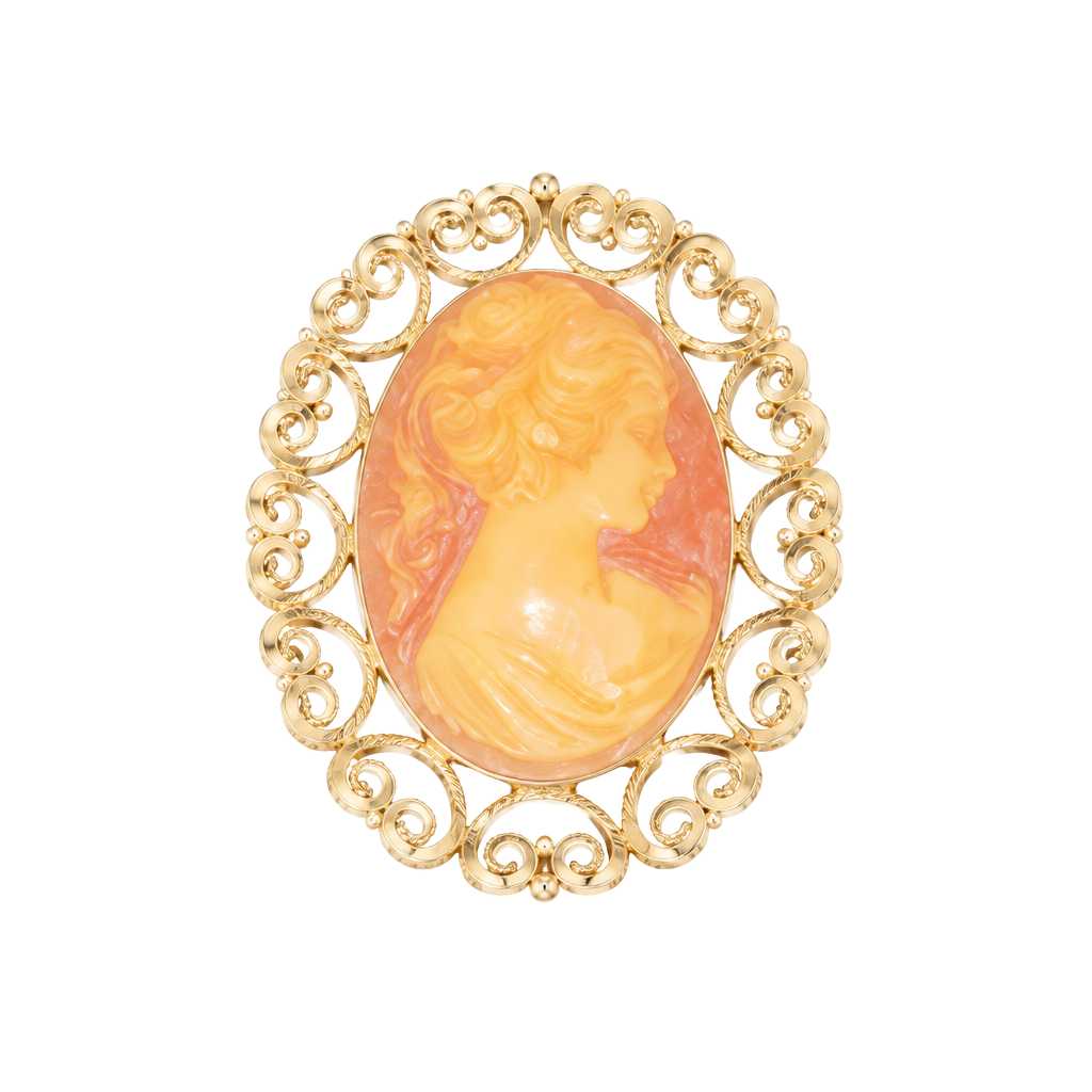 Vintage Filigree Frame Cameo Brooch Pendant 1