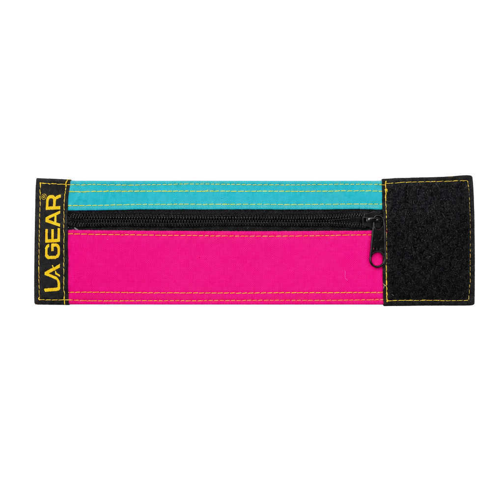 Vintage LA Gear retro neon zippered wrist wallet band. 1