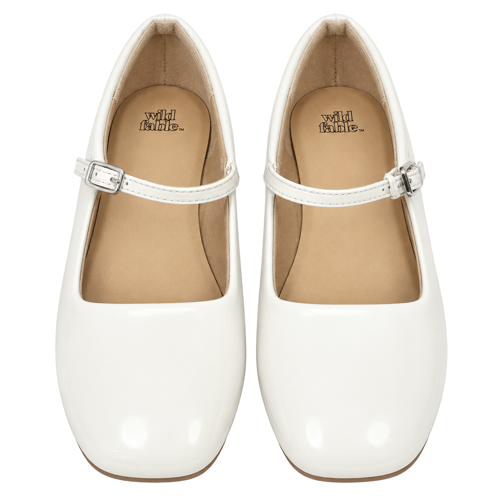 Wild Fable Mary Jane Shoes Size 8W White Patent Block Heel 1