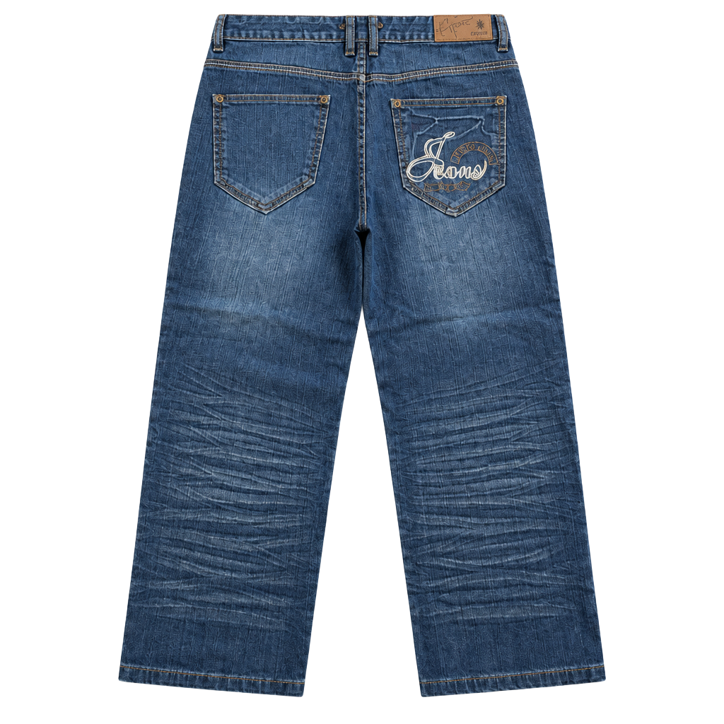 Kipone Jeans Size 30 Blue Denim Embroidered Y2K Baggy 1